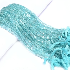 Natural Blue Apatite Rectangle Uneven Shape Beads, 12.5" Sky Apatite Fancy Straight Drill Gemstone Handmade Apatite Beads Handicraft Jewelry