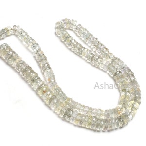 Natural Blue Aquamarine Heishi Tyre Faceted Beads,5.5-8 mm Aquamarine Center Drill Flat Wheel Shape Gemstone Beads, Aquamarine Beads Jewelry