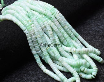 AAA Parrot Green Opal Smooth Tyre Beads,6mm Sea Green Shaded Gemstone Handmade Wheel