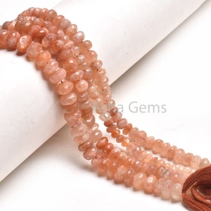 Beautiful Shaded red Sunstone faceted Rondelle Shape beads,9&quot; strand natural Sunstone Gemstone beads sunstone Bead Jewelry Making Craft SALE