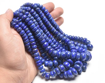Natural Lapis lazuli Smooth Rondelle Beads, Fine Blue lapis Plain Handmade Roundelle Gemstone Loose Bead Jewelry making