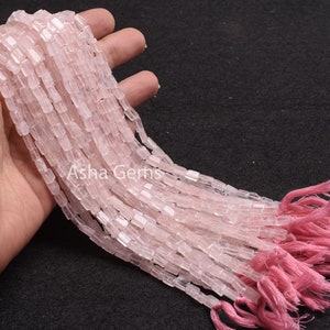 Natural Pink Rose Quartz Smooth Rectangle handmade Beads,4-7mm Uneven Rectangle Straight Drill Gemstone Rose Quartz Bead Jewelry Handicrafts
