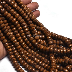 Beautiful mariam Jasper Smooth Rondelle Shape gemstone beads Brown Maryam plain handmade Loose Bead,9 mm Mariam Beads for Necklace Jewelry