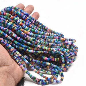 Beautiful Multi Color Disco Ethiopian Opal Smooth Rondelle Beads, AAA Flashy Welo Fire Ethiopia Opal Gemstone Handmade Bead Jewelry Crafts