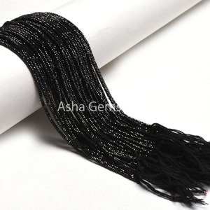 AAA+ Quality Black Spinal Micro faceted Machine Cut Flat Rondelle Beads,2.2x1.1 mm Natural Black Spinel Diamond Cut Beads, Spinel Beads SALE