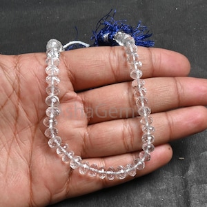 AAA Quality Crystal Quartz Faceted Rondelle Beads,6.5-7 mm White Crystal Indian machine Cut Gemstone Natural Crystal Bead Jewelry Craft SALE