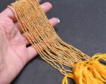 Fine Yellow Opal Micro faceted Beads,2.2mm Gemstone machine Cut Rondelle Tiny Bead Strand