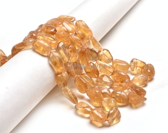 Yellow Citrine Quartz Smooth Nugget Beads, Natural Gemstone Plain Handmade  Uneven Tumble