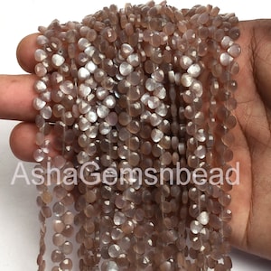 AAA Quality Chocolate Moonstone Heart Shape Beads,5 mm Natural Chocolate Moonstone Faceted Heart Beads, Moonstone Tiny Bead Heart Briolettes