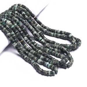 Natural Emerald Faceted Tyre Shape Beads, Sakota Emerald Shaded Indian Cut Heishi Tyre Gemstone Beads, Emerald Disc Bead Jewelry Making SALE