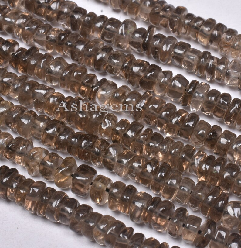 Smoky handmade Plain Wheel Shape Beads Gemstone Tyre Beads For Jewelry Crafts,5-5.5mm Natural Smoky Quartz smooth Tyre Beads,13 Inch Strand