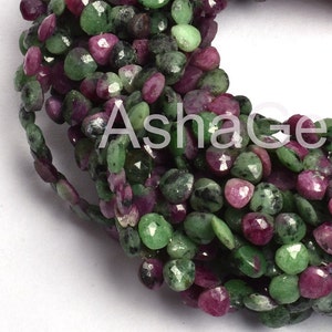 Fine Quality Ruby Zoisite Faceted Heart Shape Beads,5 mm Natural Ruby Zoisite Tiny Heart Side Drill Gemstone Loose Bead Jewelry Making Craft