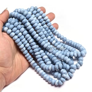 Beautiful Blue Oregon Opal Smooth Rondelle Beads Gemstone,8/16" Strand Fine Quality Blue Opal Plain Handmade Beads Opal Jewelry Makings SALE
