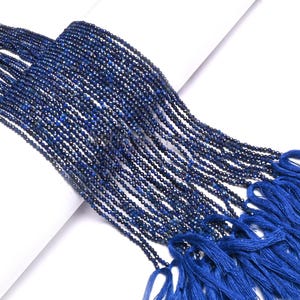 AAA Quality Blue Lapis Lazuli Machine Cut Rondelle Gemstone Beads,2.2 mm Natural Blue Lapis Micro Cut Tiny Beads Lapis Jewelry Making Crafts