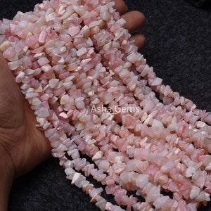 34&quot; Strand Pink Opal Uncut Chips Raw Gemstone Beads, Fine Quality Opal Rough Smooth Raw Beads Uncut Chips, Pink Opal Bead Jewelry Craft Sale