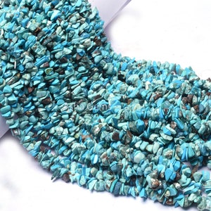 34" Strand Blue Turquoise Uncut Chips Gemstone Beads, Turquoise Howlite Smooth Raw Rough tiny Nugget Bead, Fine Quality Turquoise Beads SALE