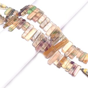 Fine Rainbow Fluorite Smooth Long Slice Beads, Shaded Multi Fluorite Fancy Flat Handmade Gemstone Bead, Jewelry Craft