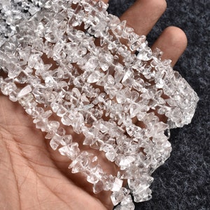 34inch Strand Natural Crystal Quartz Uncut Chips Raw Gemstone Beads,Clear Crystal Rough Smooth Nuggets Bead White Crystal Uncut Jewelry SALE