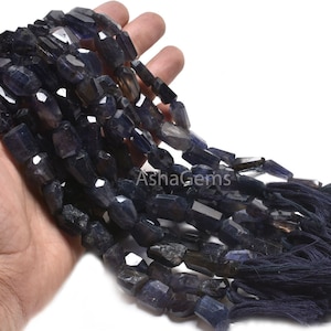 Natural Blue Iolite Faceted Nuggets Tumble Shape Gemstone Beads,14"Strand Iolite Beads, Fine Iolite Indian Handcut Tumble Bead Jewelry Craft