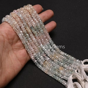 Beautiful Aquamarine Indian Cut Faceted Rondelle Beads,15&quot; Strand Shaded Multi Color Aquamarine Gemstone Loose Beads Jewelry making Necklace