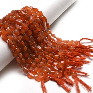 Natural Orange Carnelian Faceted Indian Cut Nugget Beads,9&quot; Strand Carnelian Beads, Carnelian Handmade Tumble Gemstone Bead Jewelry Makings
