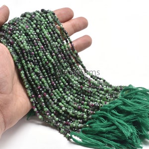 3.5mm Ruby Zoisite Faceted Rondelle Gemstone Beads, Natural Ruby Zoisite Machine Cut Beads Green Ruby Zoisite Bead Strand Jewelry Craft SALE