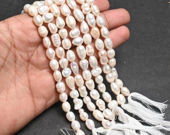 White Fresh water Pearl Drill Gemstone Beads,7/15" Strand Natural Pearl Nugget Uneven Baroque Bead