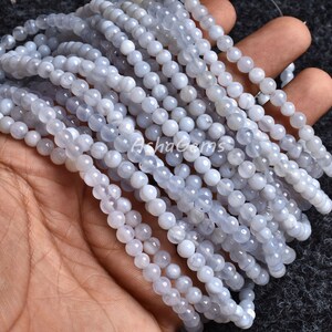 Natural Blue Lace Agate Smooth Round Shape Beads,15&quot; Strand,4.5 mm, Genuine Blue Lace Agate Round Bead Loose Beads, Jewelry Making Bead SALE