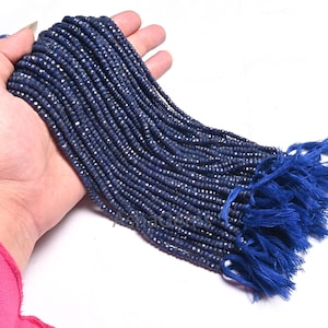 Beautiful Blue Sapphire Faceted Rondelle Shape Beads, Fine Blue Corundum Indian cut Gemstone Beads, sapphire beads necklace making Jewelry