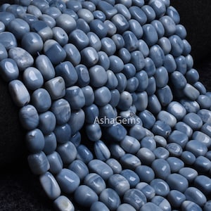 13&quot; Strand Beautiful Blue Oregon Opal Smooth Nugget Shape Beads, Fine shaded Blue Opal Plain Nugget Tumble Bead Handmade Blue Opal Bead SALE
