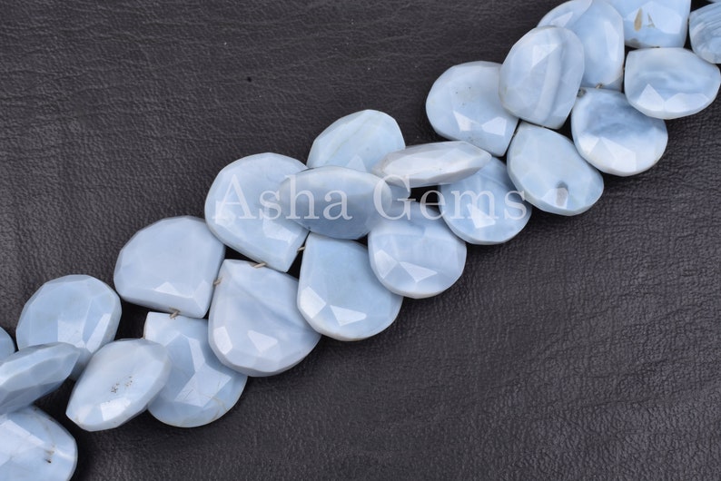 8 Strand Blue Oregon Opal Faceted Heart Shape Gemstone Beads,Blue Opal Briolette Beads,Opal Beads,14.5-18 mm,300 Ct,Jewelry Making Crafts