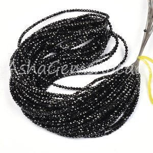 Top Quality Black Spinel Faceted Rondelle Beads, 2 mm AAA Spinel Micro Faceted Gemstone Beads,16"Strand Black Spinel Beads Jewelry Necklace