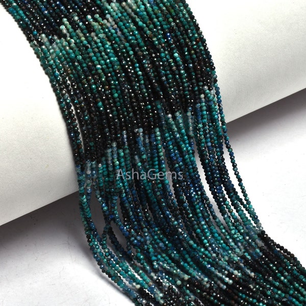 natural Chrysocolla Faceted Rondelle Gemstone Beads, Rare chrysocolla beads, Shaded Blue Chrysocolla Micro Faceted Machine Cut Beads Jewelry