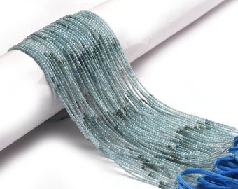 Genuine Tourmaline Micro Faceted Rondelle Beads,13" Strand Shaded Light Blue Tourmaline Gemstone Machine Cut Bead Jewelry