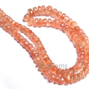 16&quot; Strand Fine Red Sunstone faceted Rondelle beads, Natural Red Sunstone Indian Cut Gemstone handmade Bead Sunstone Jewelry Necklace making