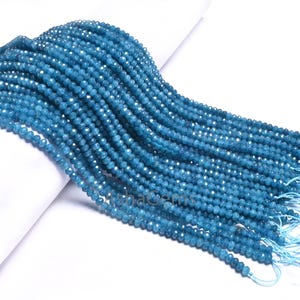 AAA Quality Blue Jade Quartz faceted Rondelle Shape Beads,4.5x3 mm Neon Blue Color Jade machine cut Gemstone Loose Quartz Beads Jewelry SALE