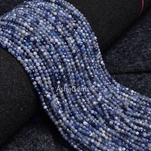 Beautiful dumortierite Micro Cut Beads,3 mm  Shaded Blue dumortierite Faceted Machine Cut Gemstone Beads dumortierite Jewelry Making Crafts