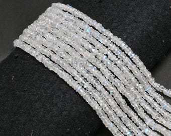 Natural Rainbow Moonstone Smooth Tyre Uneven Shape Gemstone Beads,12" Flashy White Rainbow Handmade Unshape Chipped Tire Beads Jewelry