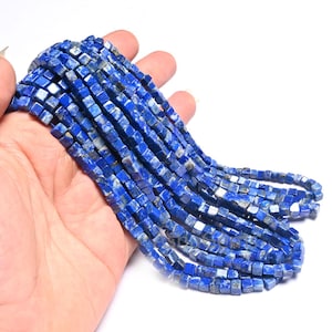 Fine Natural Lapis Lazuli Tiny Box Shape Handmade Beads, Natural Blue Lapis 3d Cube Box Gemstone Loose lapis Beads Jewelry making handicraft