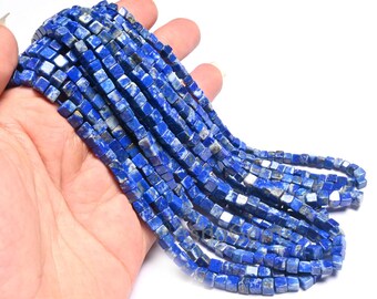 天然ラピスラズリ宝石ブルーキューブ 13x10-11 x 8 MM ルースビーズ 7