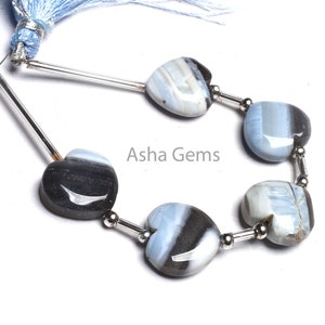 15 mm Blue Boulder Opal Carved Heart Shape smooth Beads, Boulder Opal fancy Carving Heart Straight Drill Beads, Blue Opal Bead Jewelry Craft