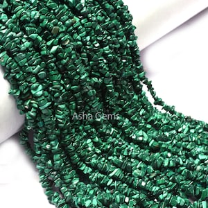 34&quot; 1 Strand,Natural Malachite Gemstone Uncut Chips, Green Malachite Smooth Raw Bead Rough Beads Malachite Chips Jewelry making Crafts SALE