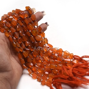 Orange Carnelian Faceted Nugget Gemstone Beads,9&quot;Strand Natural Carnelian Beads, cornelian Indian Hand Cut Tumble Beads Jewelry Making Craft