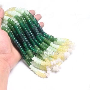 AAA Quality Mix Quartz Smooth Rondelle Beads,8 mm Shaded Army Green Multi Color Gemstone Roundelle Jade Quartz Beads Jewelry Craft Necklace