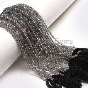 3 mm Labradorite Micro Cut faceted Beads, AAA natural Flash Labradorite Machine Cut Rondelle Gemstone Beads,13" Strand Black Rainbow Jewelry