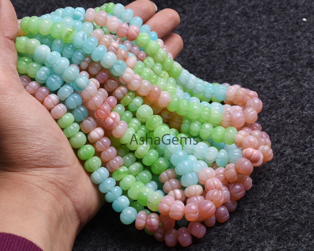 Multi Color Opal Carving Watermelon Beads, Shaded Multi Rainbow Opal