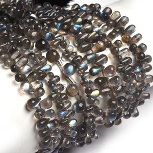 Natural Blue Fire labradorite Smooth Drops Shape Beads, Black Rainbow Plain Handmade Teardrop Gemstone Beads, Labradorite Beads Jewelry SALE