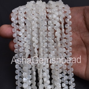AAA White Moonstone Tiny Heart Beads, Natural Gemstone Faceted Briolette Jewelry Making