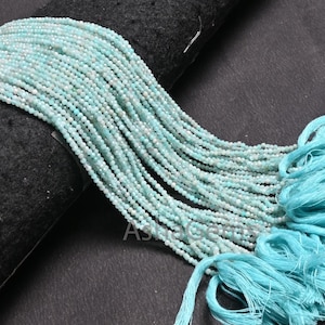 Beautiful Blue Amazonite Micro Cut Faceted Rondelle Beads,2.25 mm Natural Amazonite Machine Cut Tiny Gemstone Amazonite Beads Jewelry Crafts