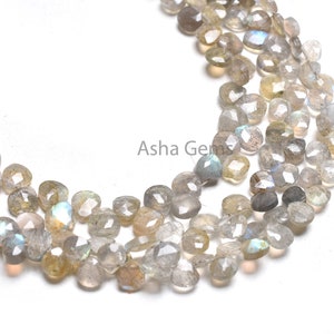 Natural Flash labradorite faceted Heart Shape Beads,5 mm Multi Fire labradorite Tiny Heart Side Drill Gemstone Bead Labradorite Bead Jewelry